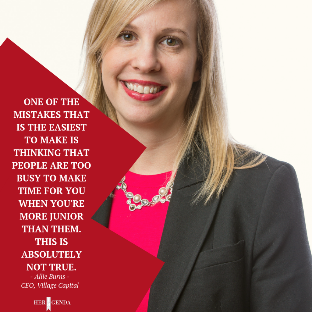 "one of the mistakes that is the easiest to make is thinking that people are too busy to make time for you when you're more junior than them. This is absolutely not true."