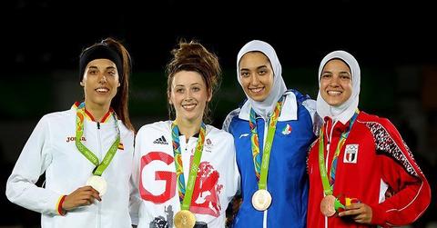 female medalist compete in hijab at Olympic tae kwon do meet