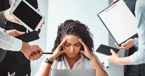 woman at office stress