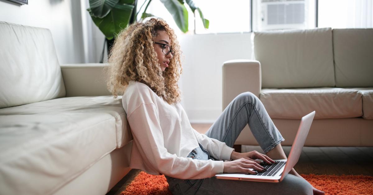 Woman working remotely