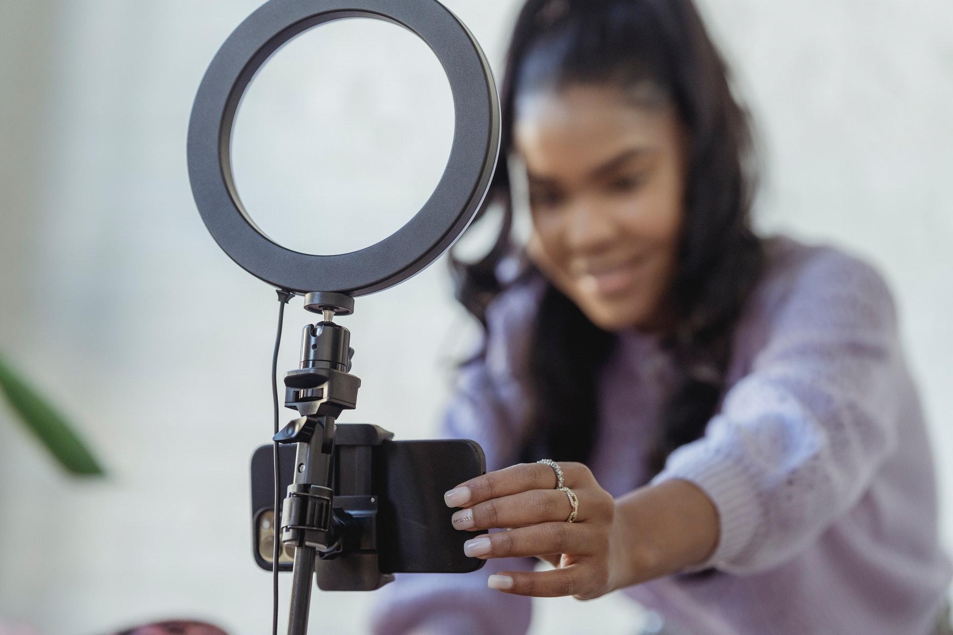 Woman preparing to take a photo 