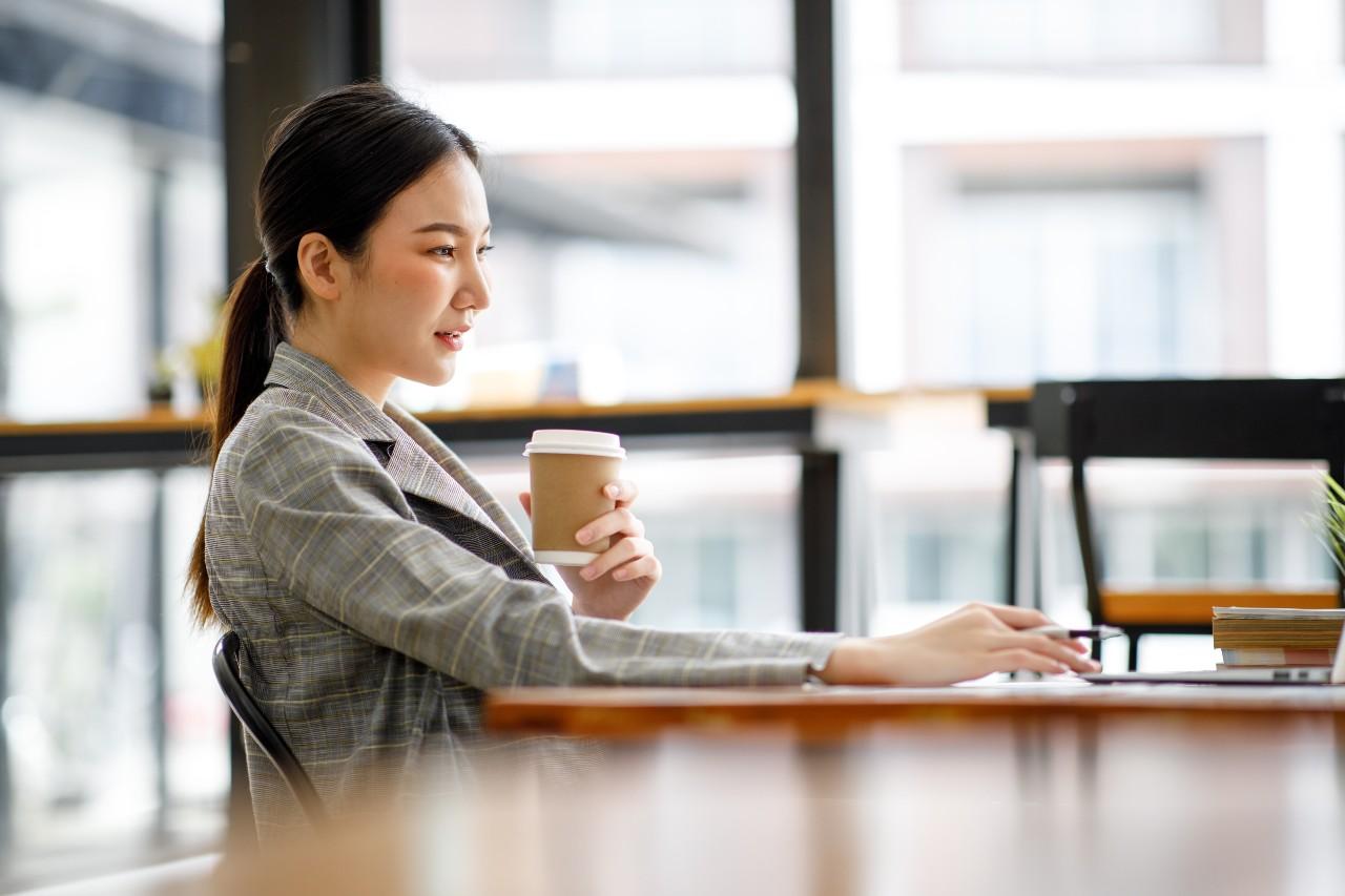 woman sitting at desk