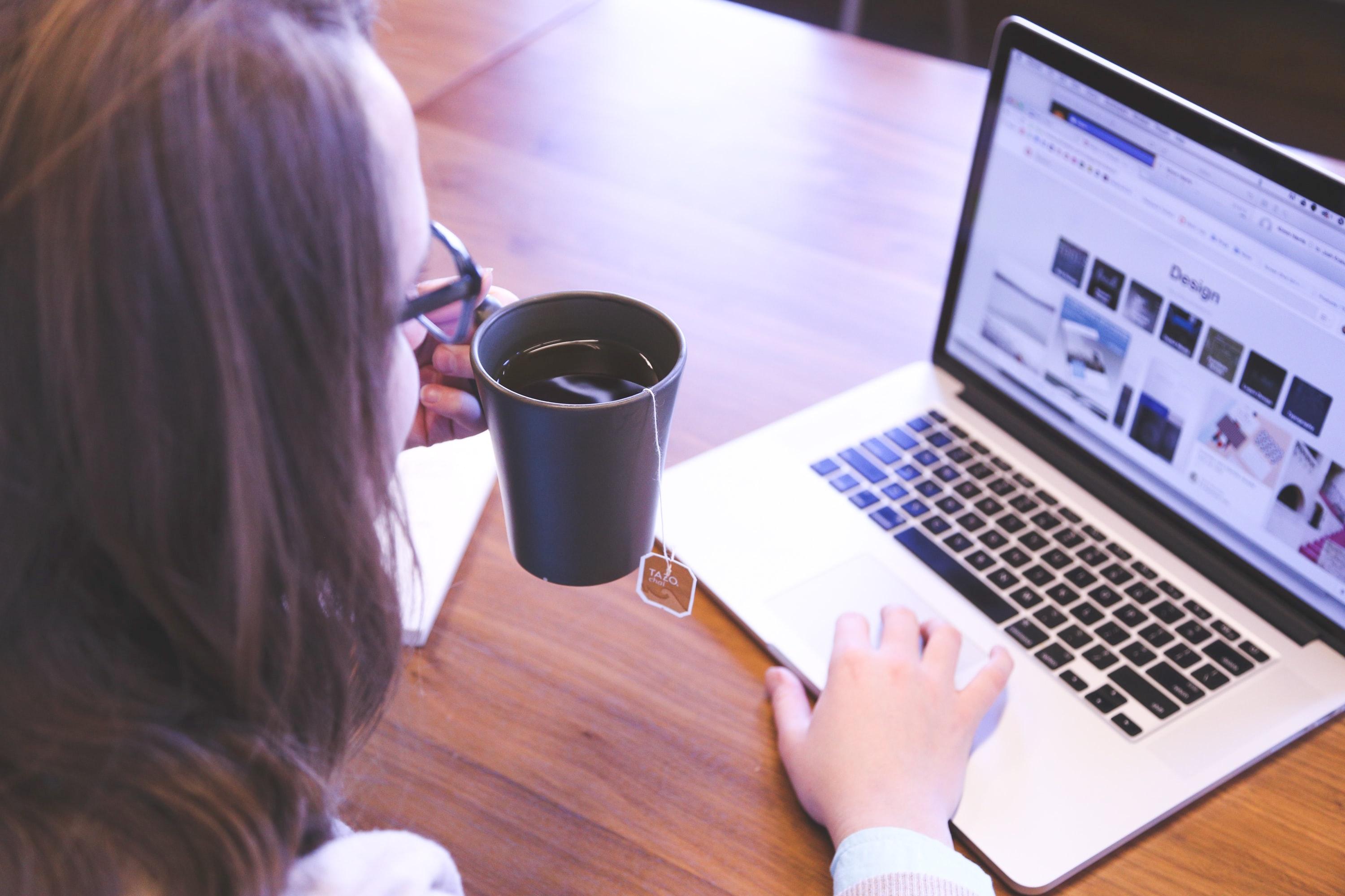 Woman checking email