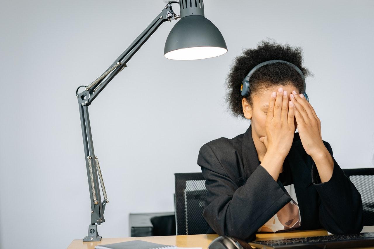 Woman alone and stressed