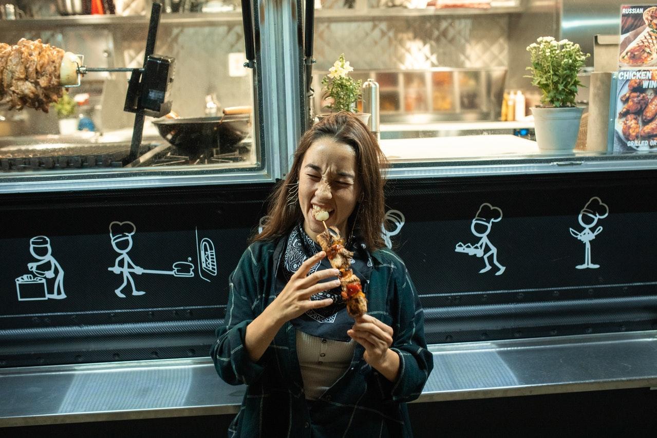 Woman at a food truck