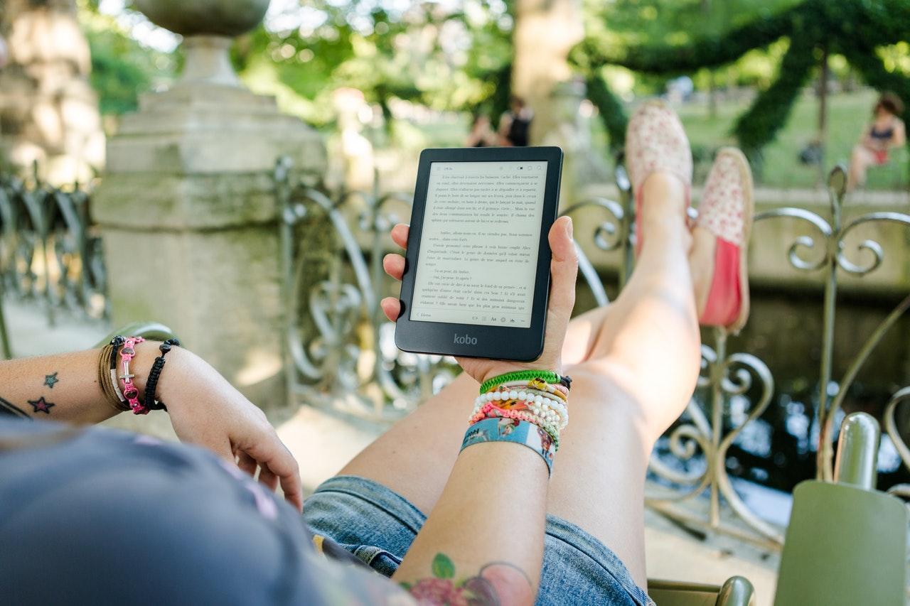 woman reading an ebook