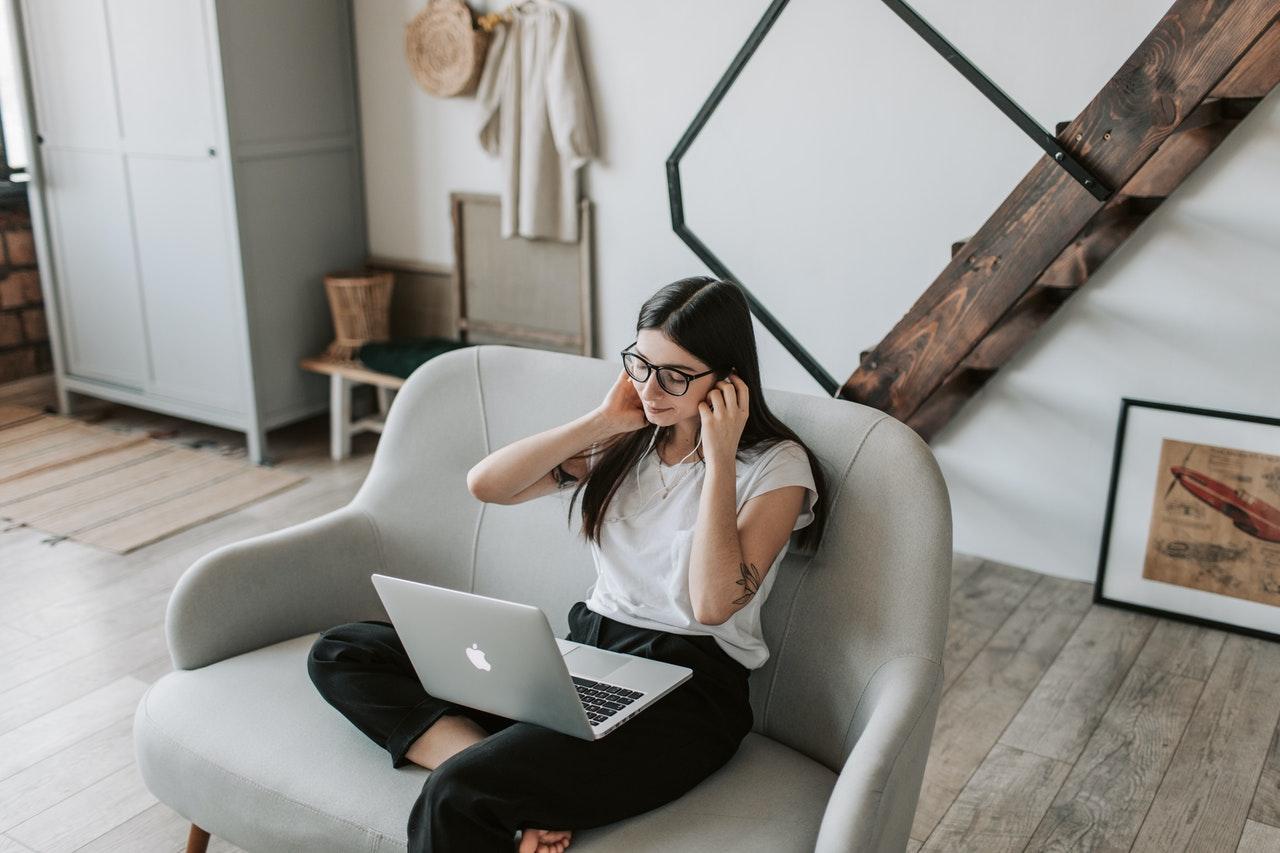 woman on laptop at home