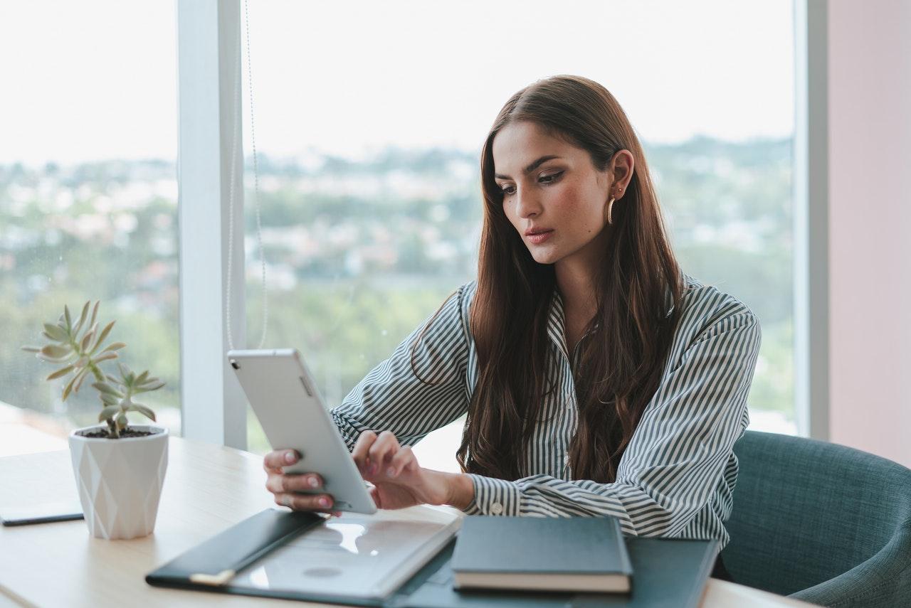 woman with tablet