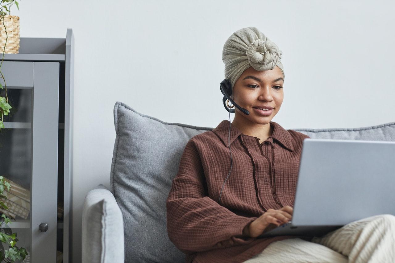 woman on video call