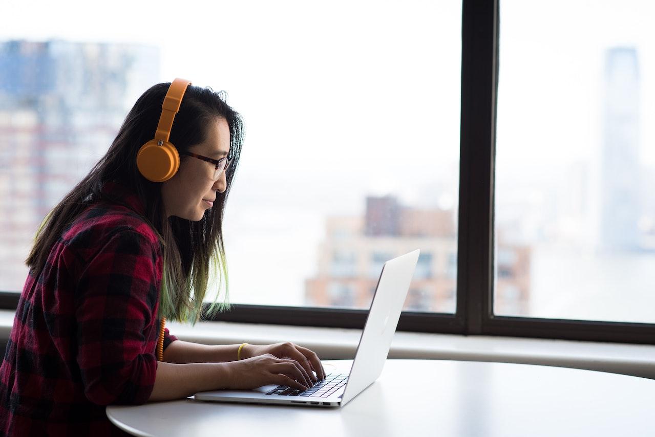 woman on computer