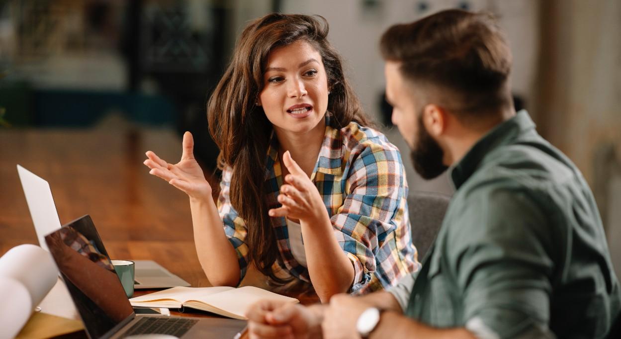 woman having a discussion