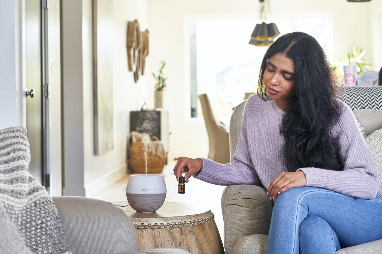 woman with essential oils