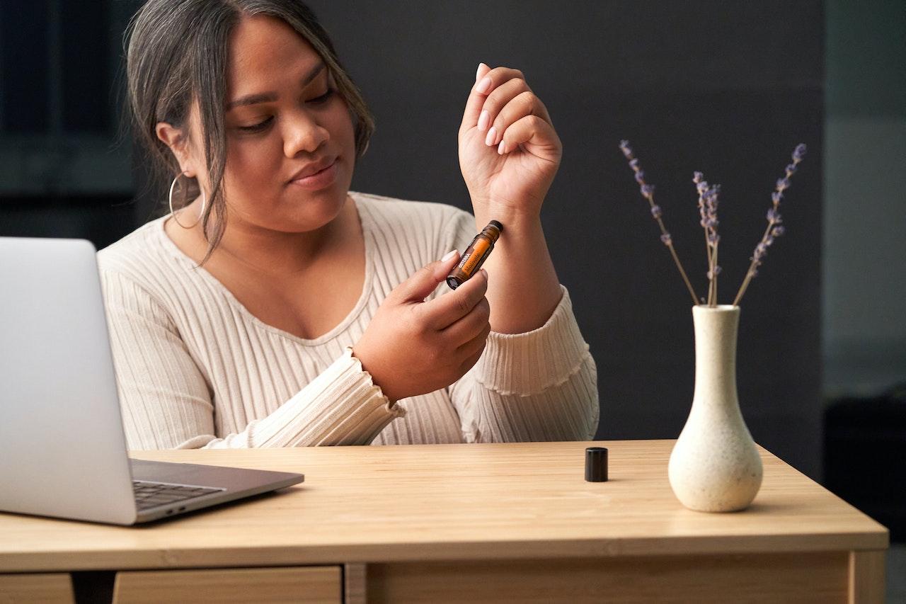 woman with essential oil