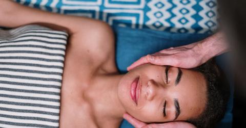 Woman getting a facial