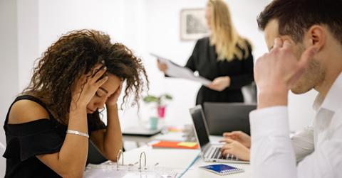 Woman frustrated at work