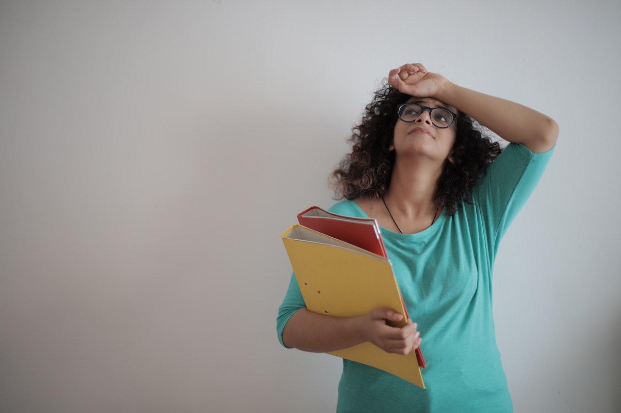 Woman stressed at work