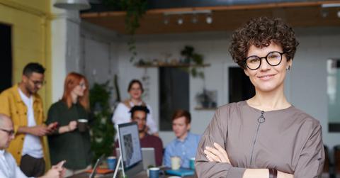 woman smiling at work