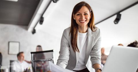 woman with a computer