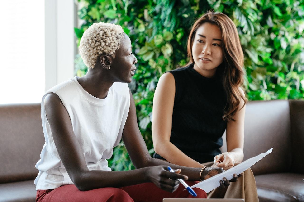 Women talking at work