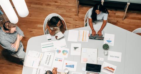 Overhead shot of business meeting