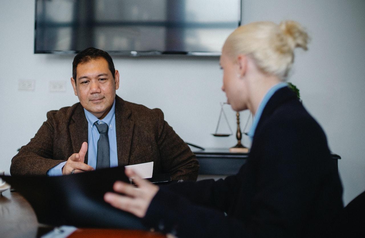 woman in office with boss