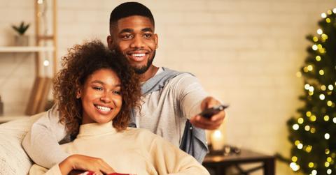 couple at home for Christmas