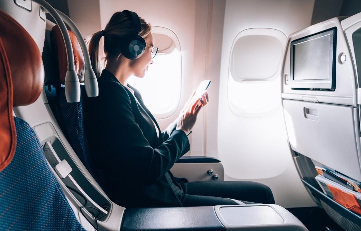 woman on flight