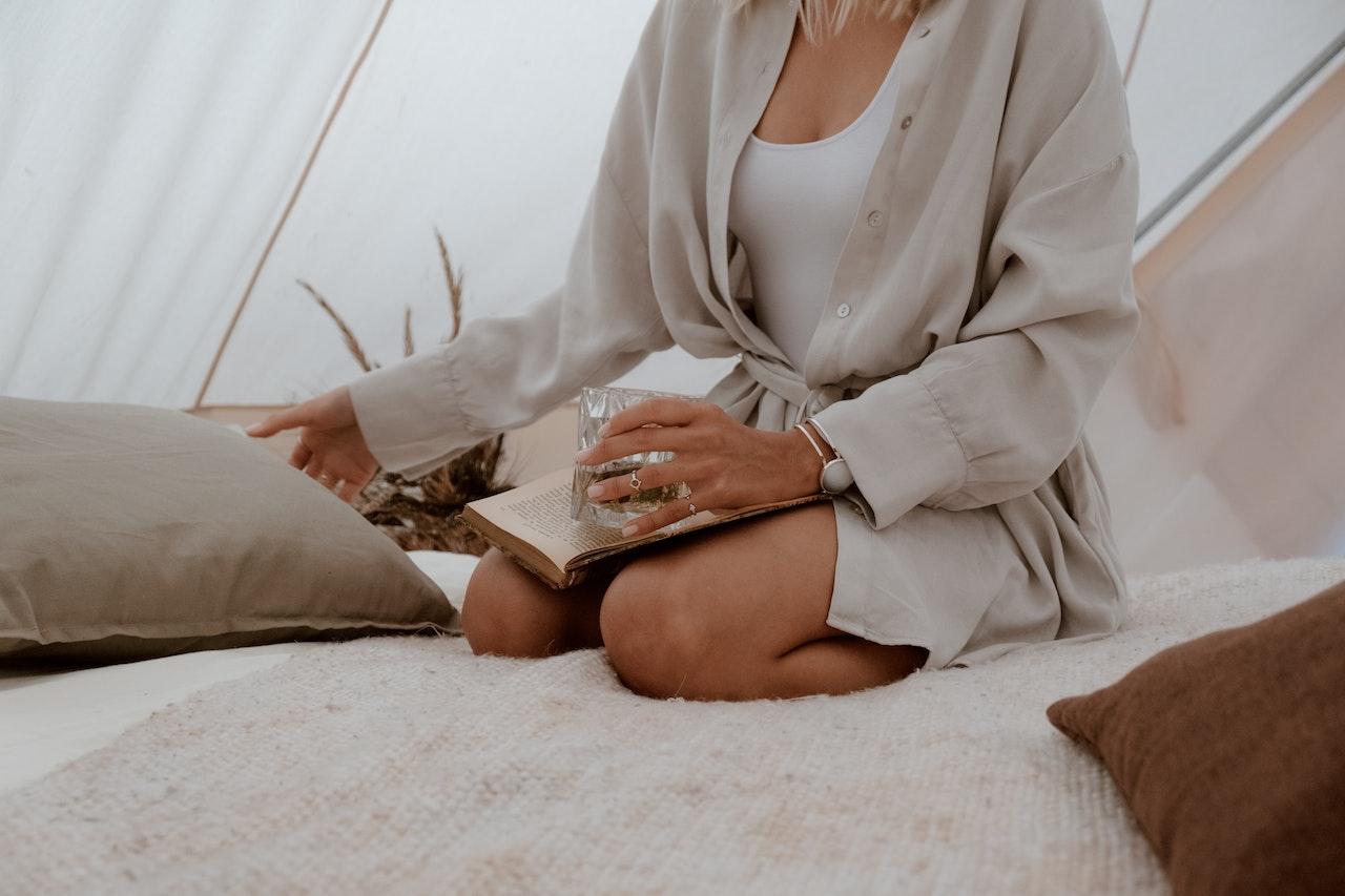 Woman relaxing and reading