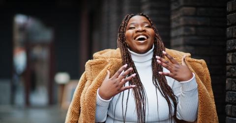 happy woman in winter