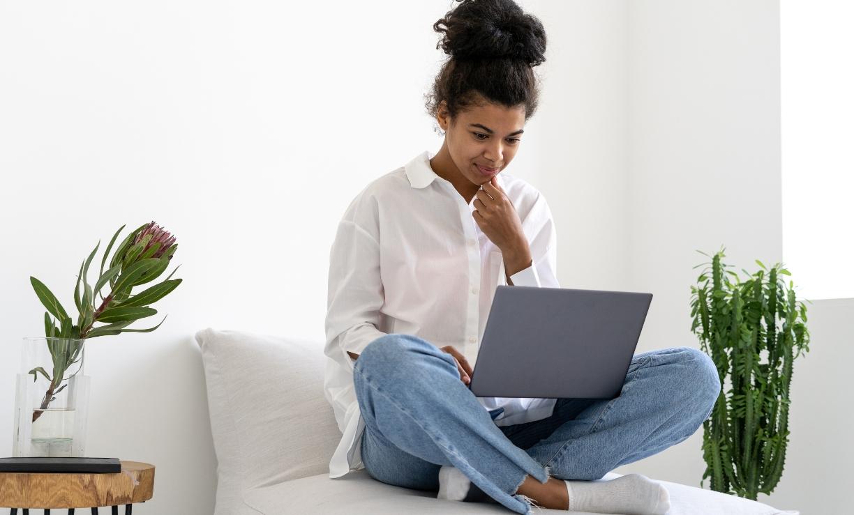 woman on computer