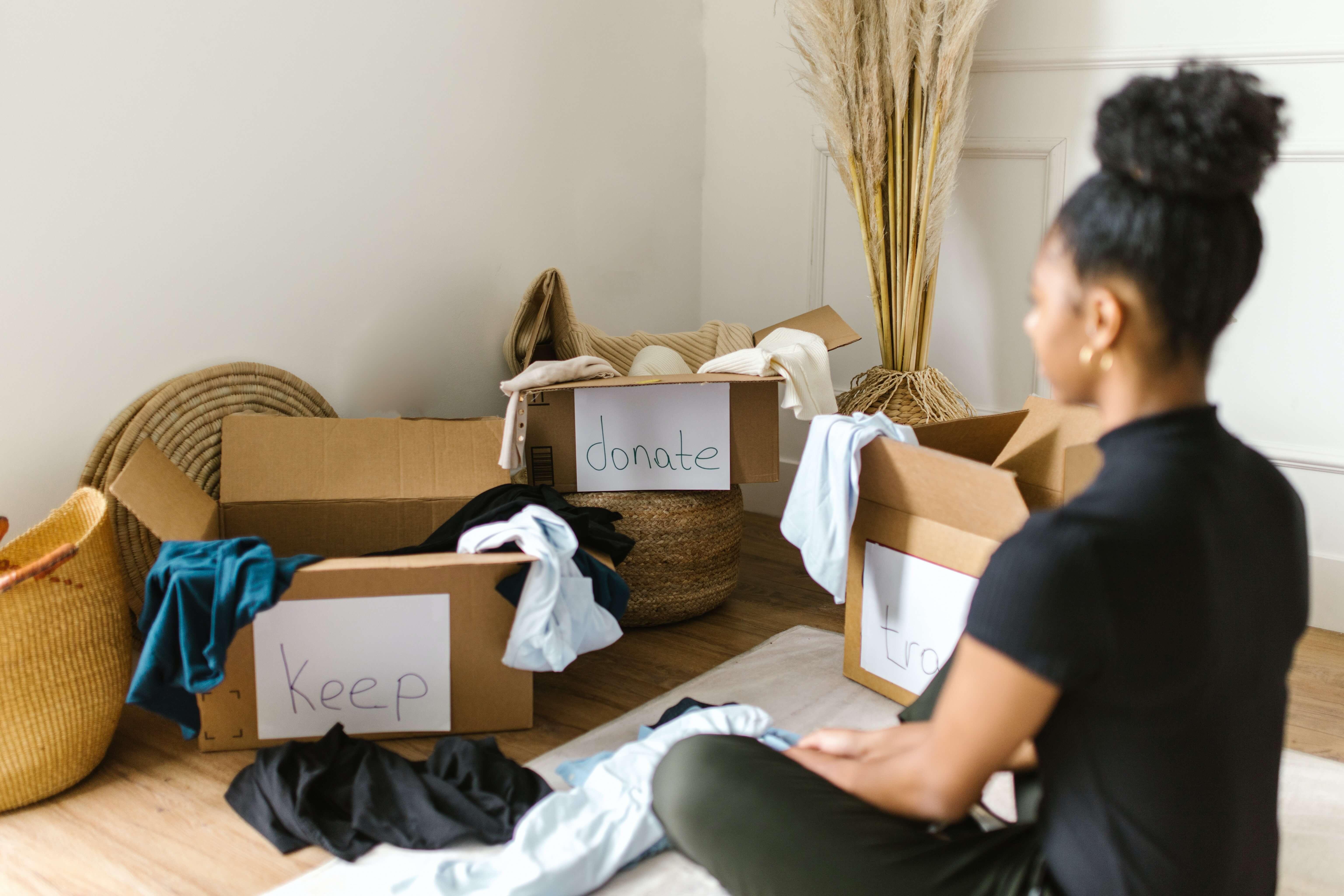 woman organizing clothing