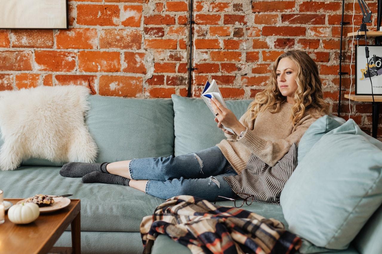 woman reading a book