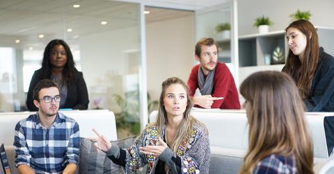 leading a team meeting