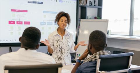 woman making a presentation