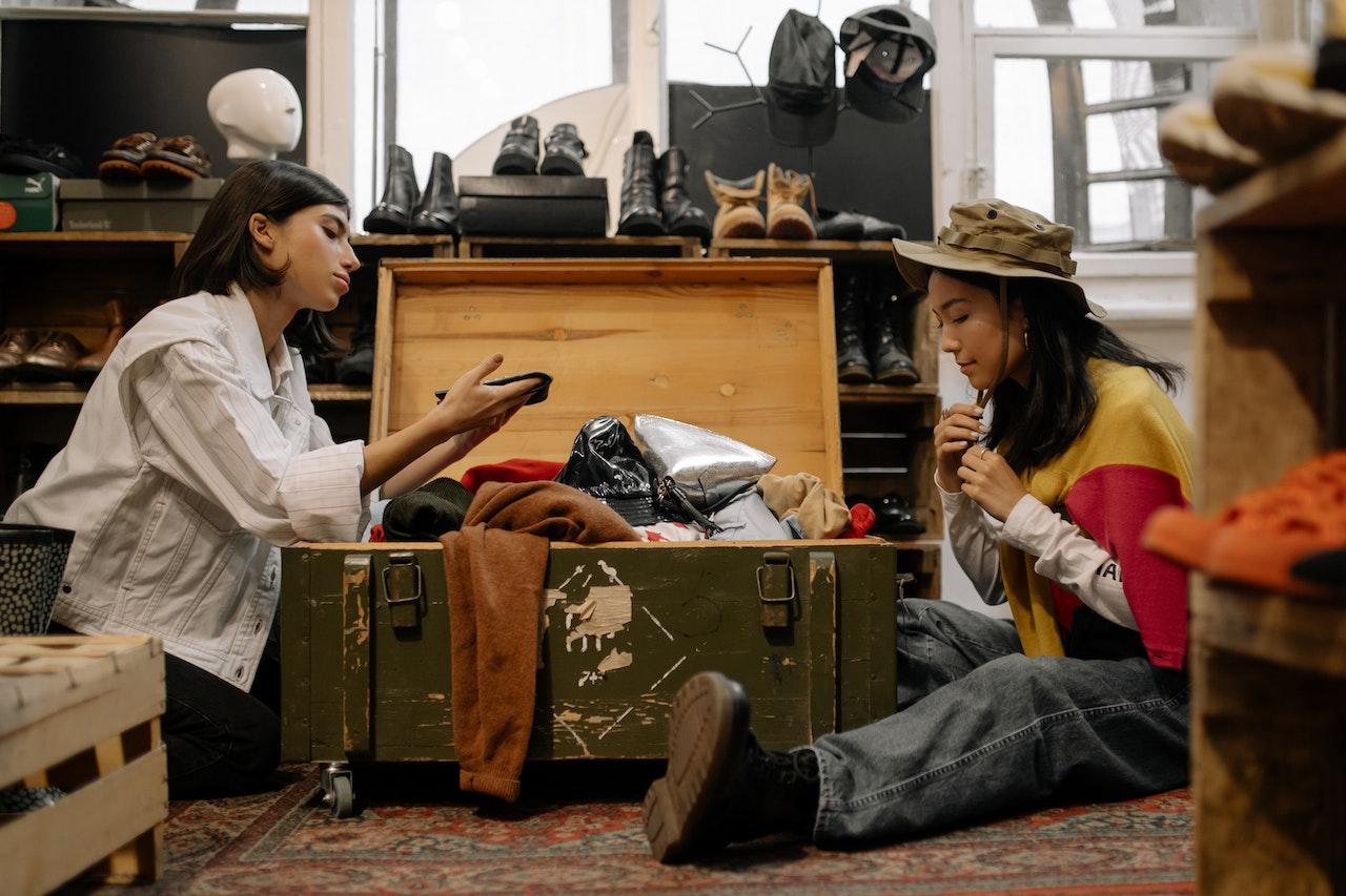 Women looking through clothes