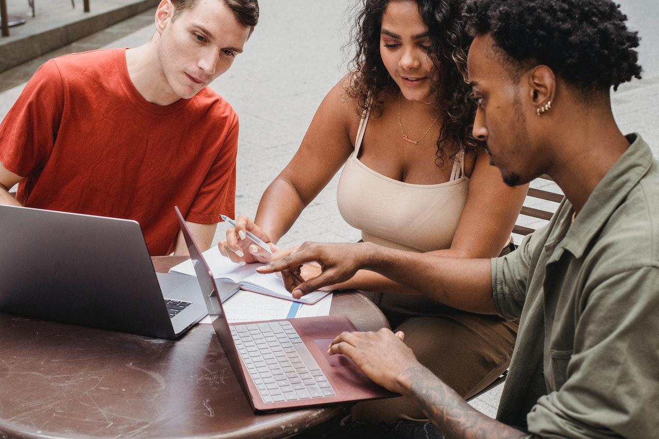 entrepreneurs at computer