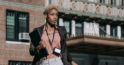Woman walking to work