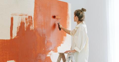 woman painting office