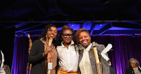 Celebrating Women Breakfast Hosted By The New York Women’s Foundation NEW YORK, NY – MAY 14: (L-R) CWB honorees and co-founders of #BlackLivesMatter, Opal Tometi, Alicia Garza and Patrisse Cullors appear onstage during The New York Women’s Foundation Celebrating Women Breakfast at Marriott Marquis Hotel on May 14, 2015 in New York City. (Photo by Slaven Vlasic/Getty Images for The New York Women’s Foundation)