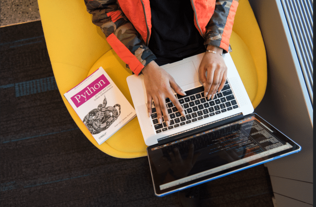 woman working from home on developing and code 