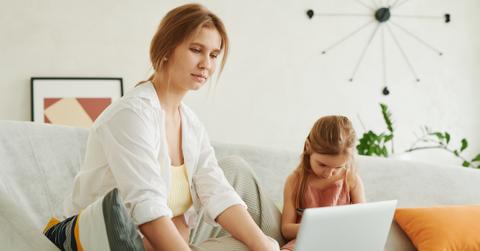 millennial mom working