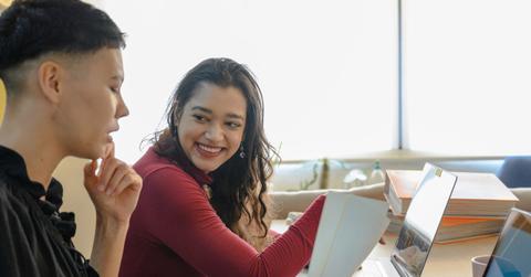 woman smiling at work