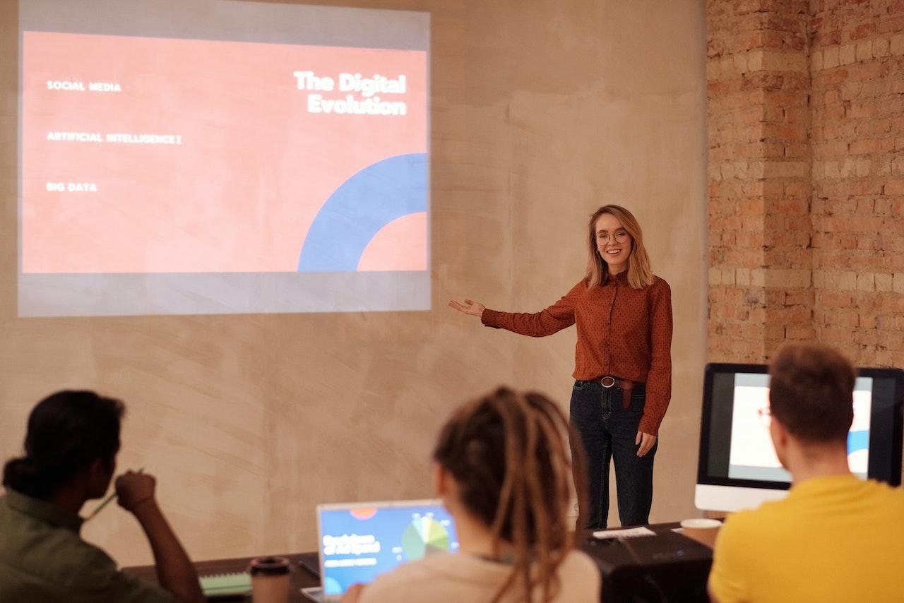 woman making a presentation