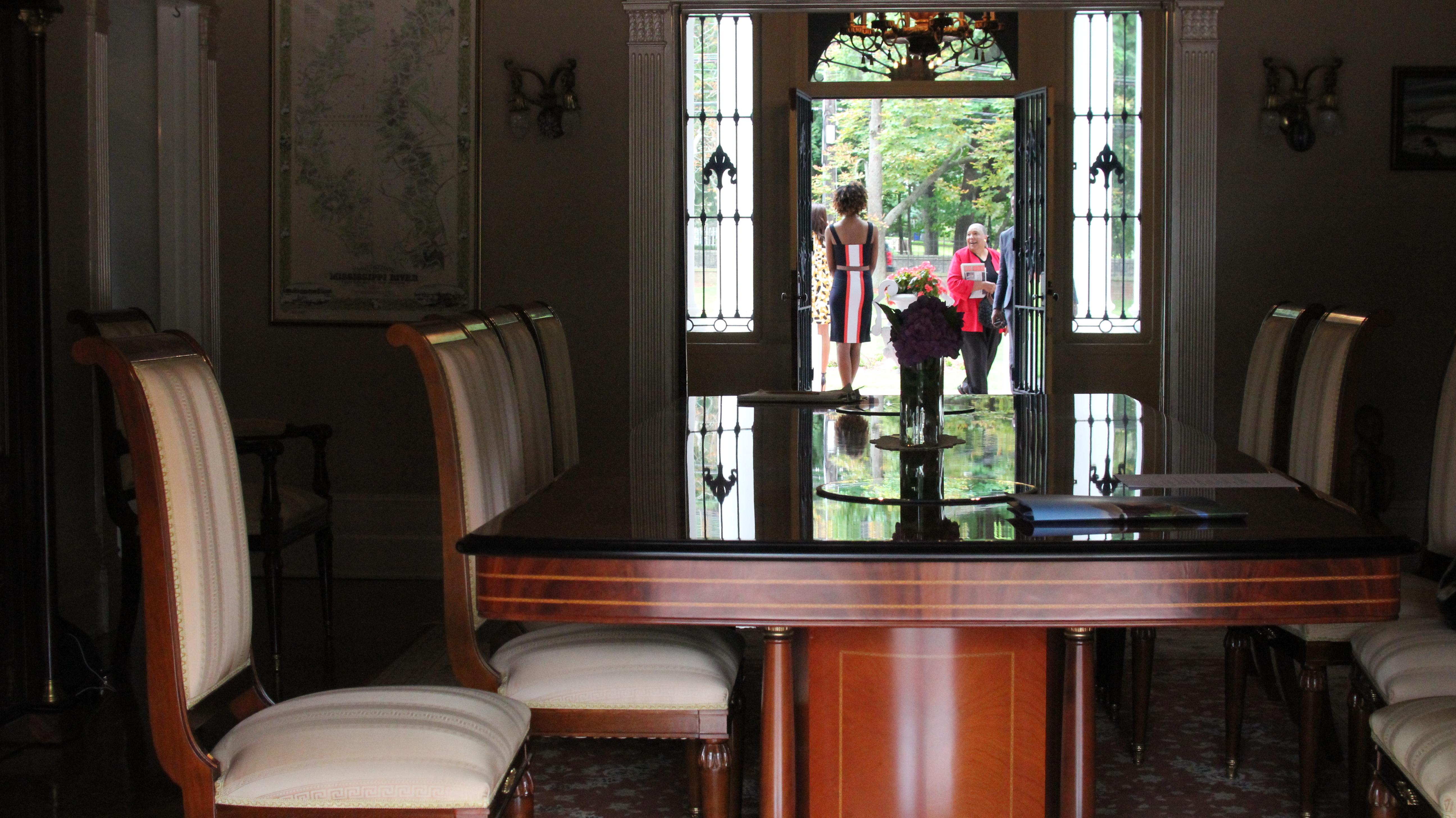 Guests entering the home of Madam CJ Walker for a private press tour.