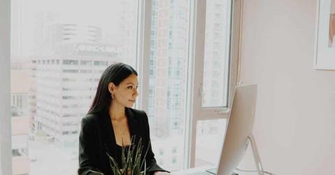 woman working in high rise office