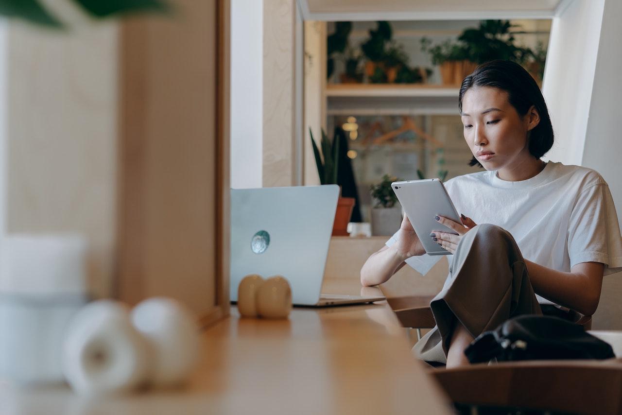 Woman on her tablet