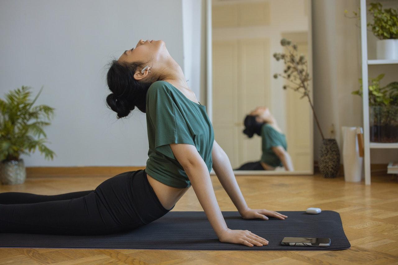 Woman doing yoga.