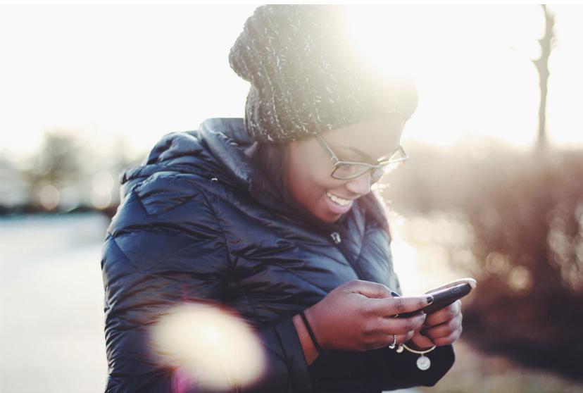 happily texting