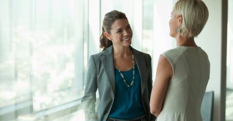 Businesswomen talking in office