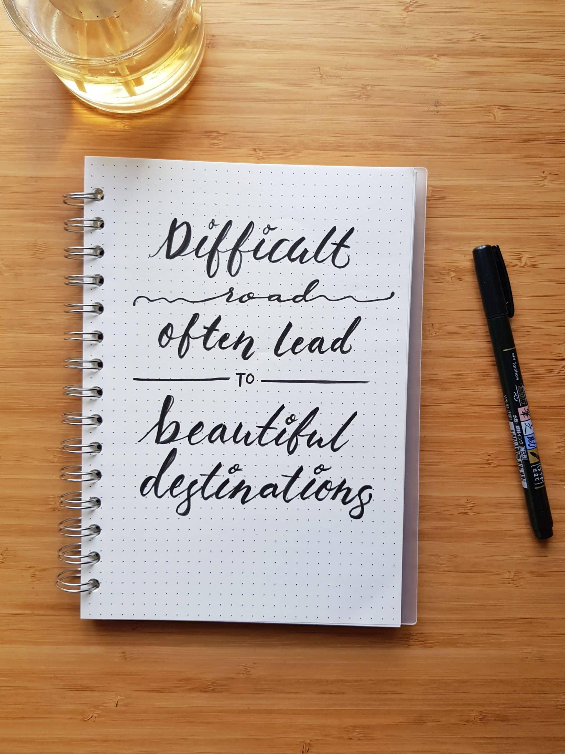 Notebook with motivational quote